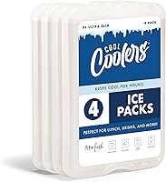 Vista 19 de Cool Coolers by Fit & Fresh - Paquete de 4 bolsas de hielo XL delgadas y reutilizables, bolsas de hielo reutilizables de congelación rápida y ahorro