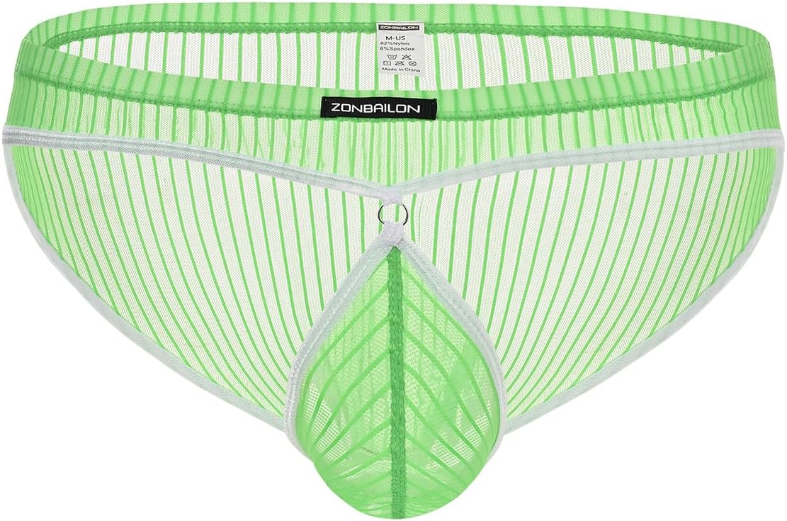 ZONBAILON Mens Bikini Pouch Underwear Sexy Stripe Low Rise Briefs Mesh Panties Breathable Cool S-2XL - Image 6