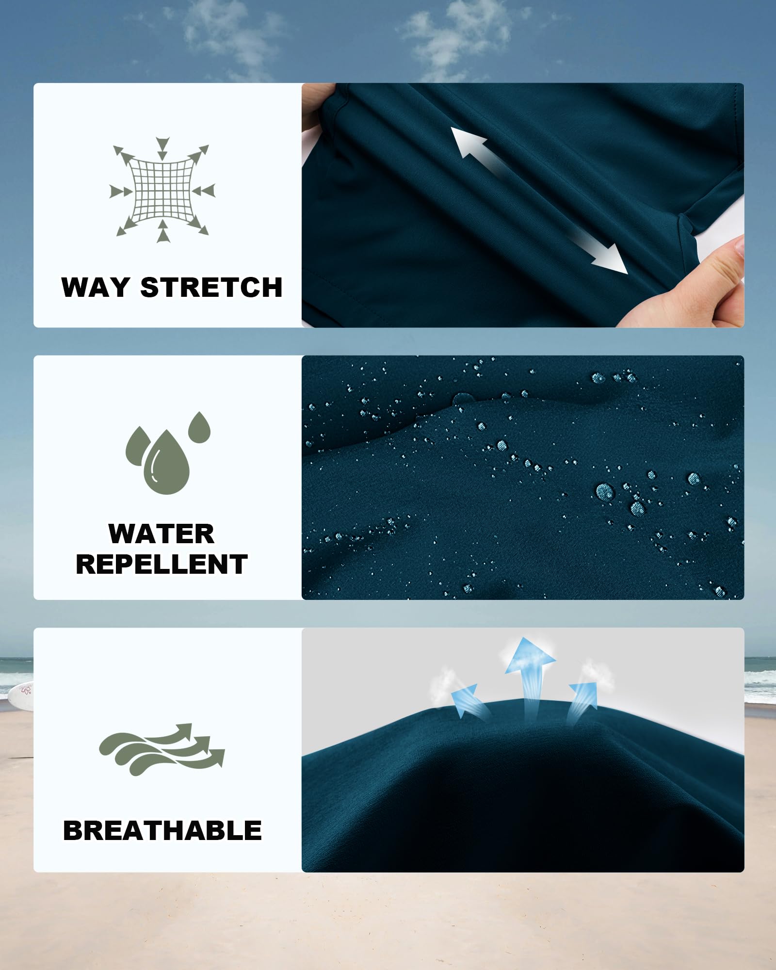 33,000ft Short de Golf pour Homme, Short de Randonnée pour L'extérieur, Protection Solaire UPF 50+, Short Décontracté Lléger et Respirant