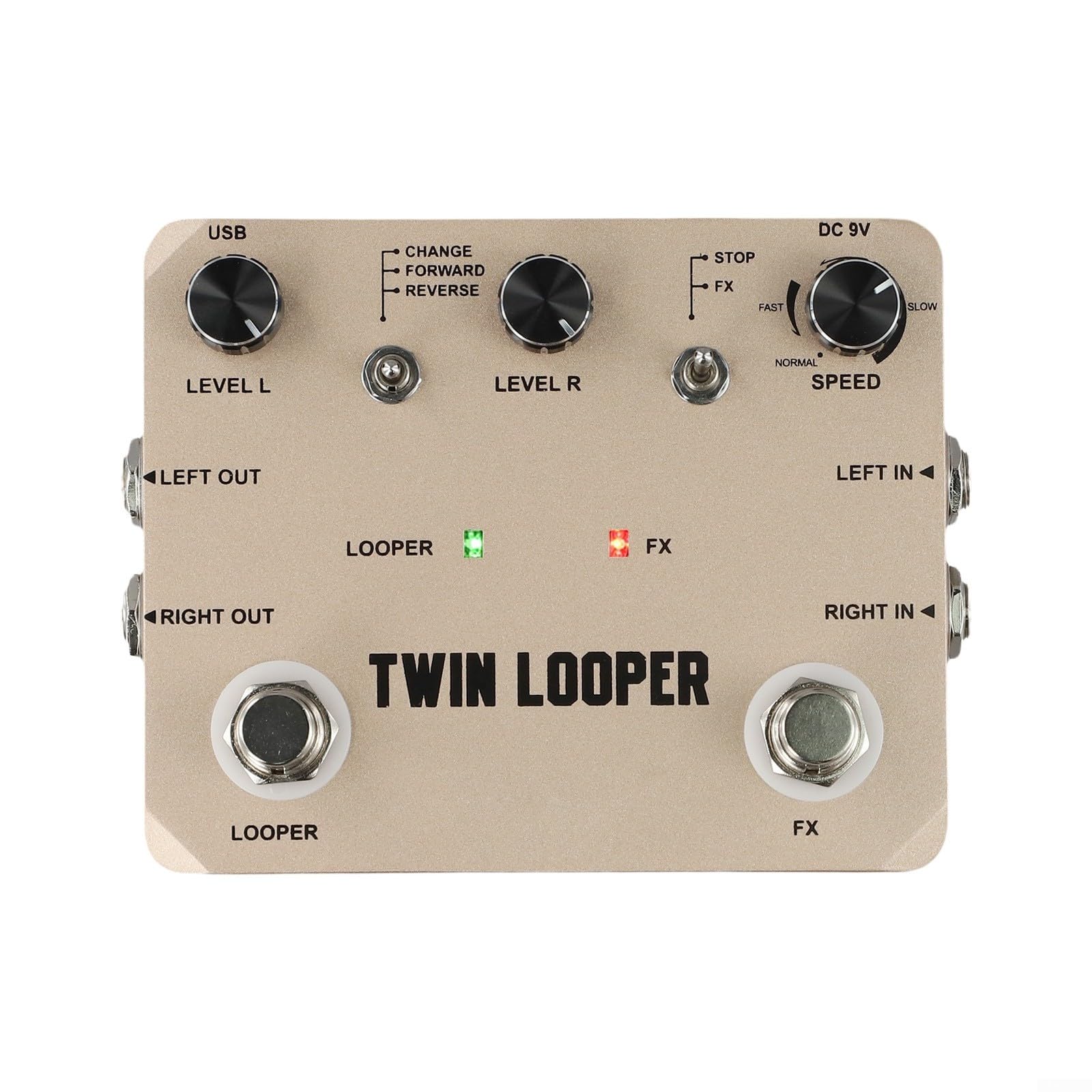 Rowin Twin Looper - Pedale effetto per chitarra elettrica, 11 tipi di loop, registrazione in 10 minuti, uscita stereo True Bypass