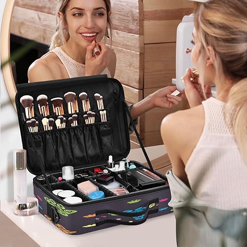 Miniatura 7 de Coloridas huellas de perro huellas de cosméticos conjuntos de bolsas de viaje para artículos de aseo personal, bolsa de maquillaje, capacidad