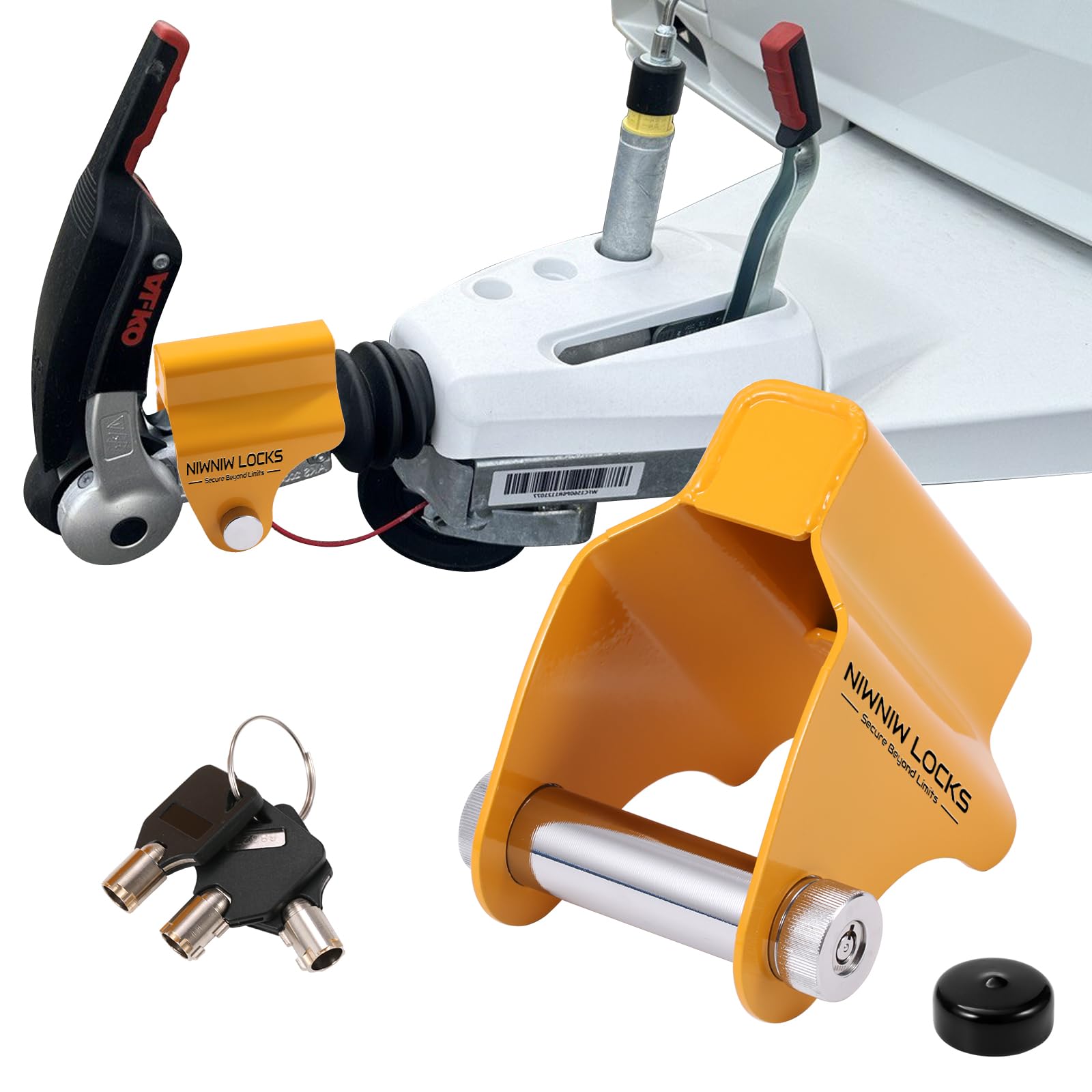 NiwNiw Deichselschloss & Wohnwagen Schloss für ALKO AK130/160,AKS1300/2004/3004 | Diebstahlsicherung mit Antischlingerkupplung für Caravan & Anhänger