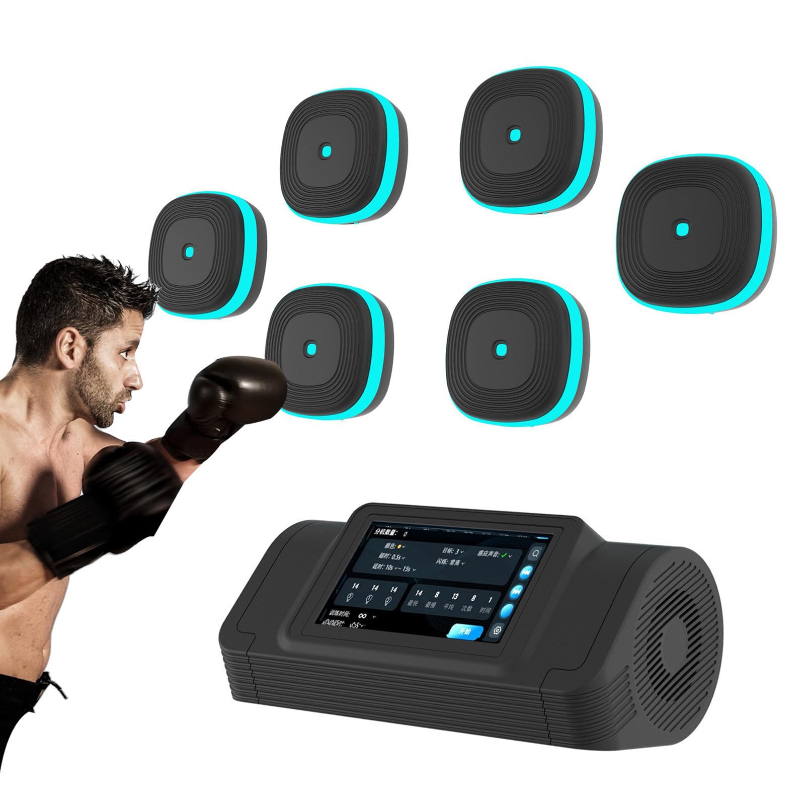 Split Music Boxing Machine, punzonatrice elettrica da parete, con host funzionale e 6 bersagli divisi, 10 modalità di gioco, per allenamento professionale e intrattenimento