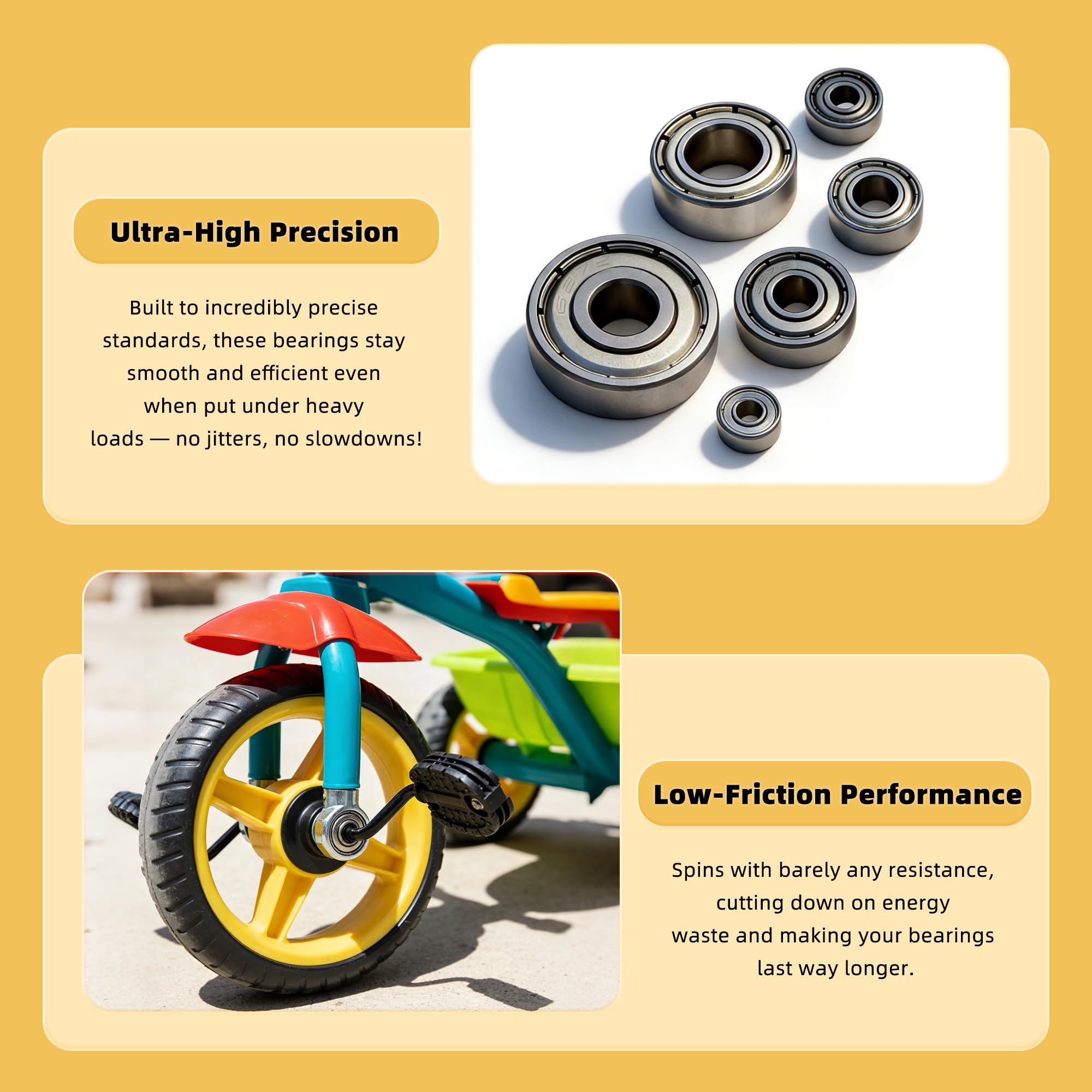 60PCS Ball Bearings Assortment - 6 Sizes for 3D Printing -6 60PCS Ball Bearings Assortment - 6 Sizes for 3D Printing -6