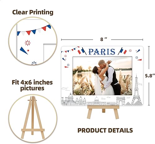 Miniatura 7 de DETIHO Marco de fotos de viaje Italia, marco de madera con temática de Italia de 4 x 6 pulgadas, con soporte de caballete para decoración del hogar,