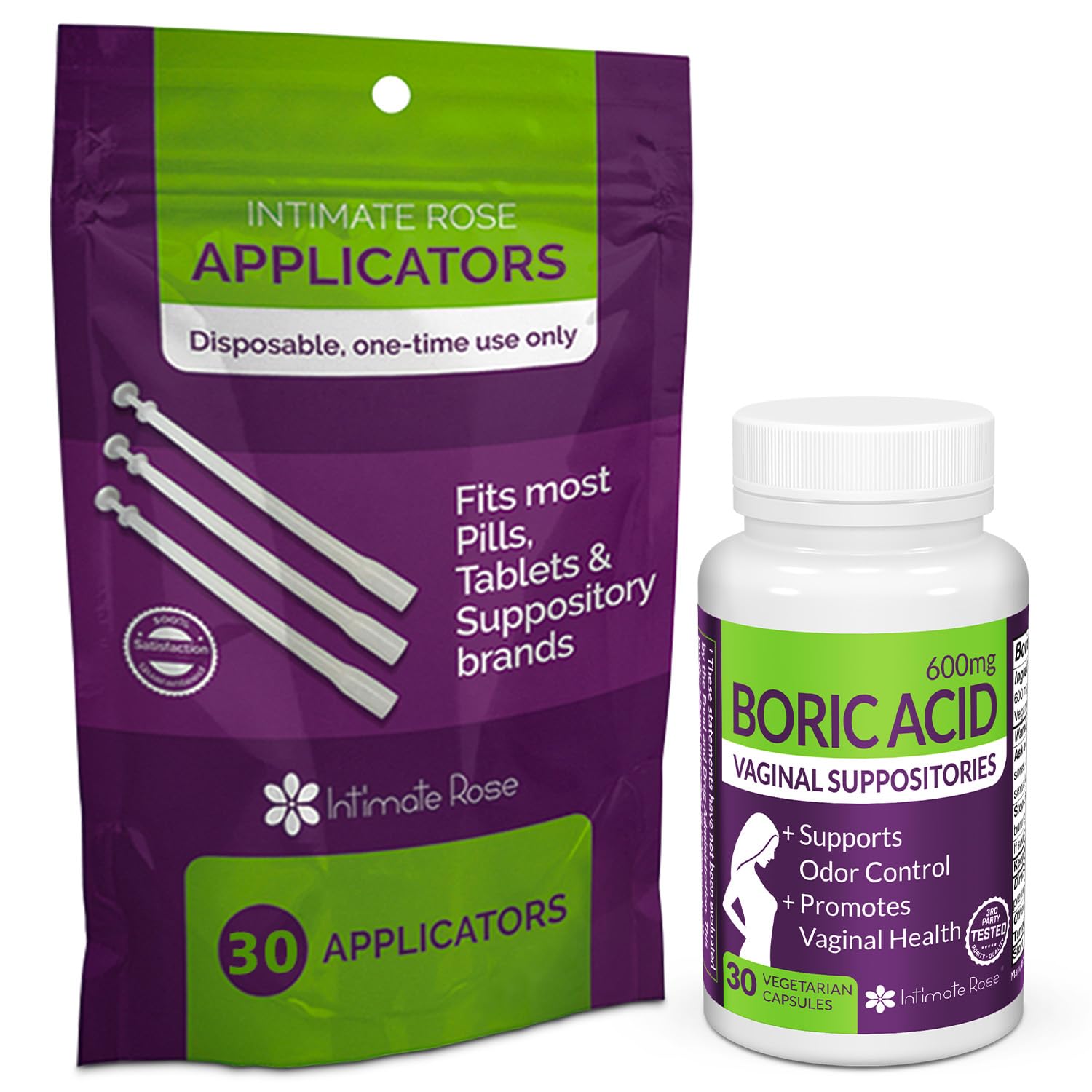 Intimate Rose Save 10% on Boric Acid Suppositories - 30 Count (600mg) & Suppository Applicators - 30 Counts