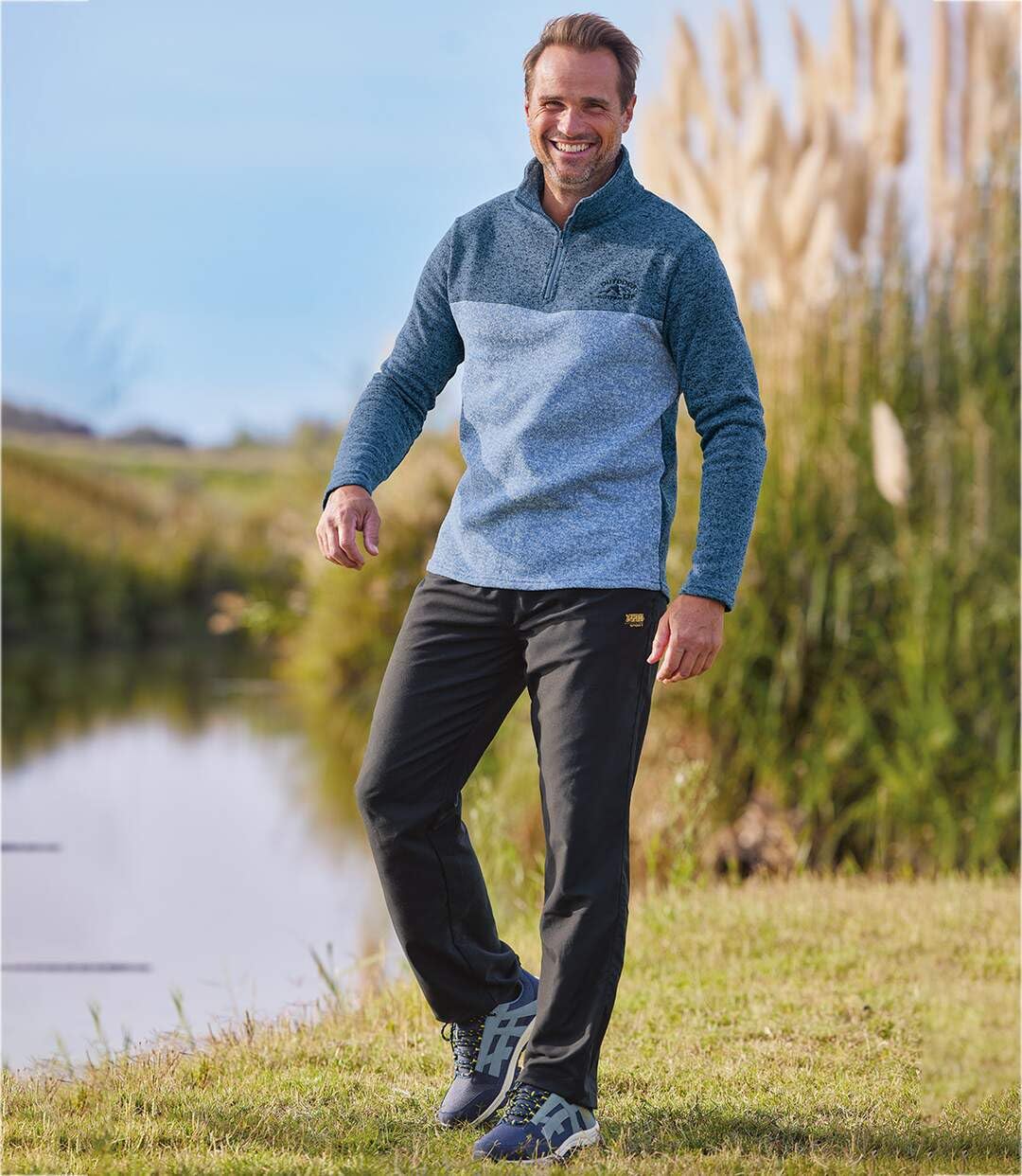 ATLAS FOR MEN olton-Sweatshirts 3er Pack - Ultra-bequem und warm - Molton-Sweatshirts Pullover mit Reißverschluss - Ideal für Winter/Reisen/Wandern - Erhältlich in großen Größen von M bis 5XL
