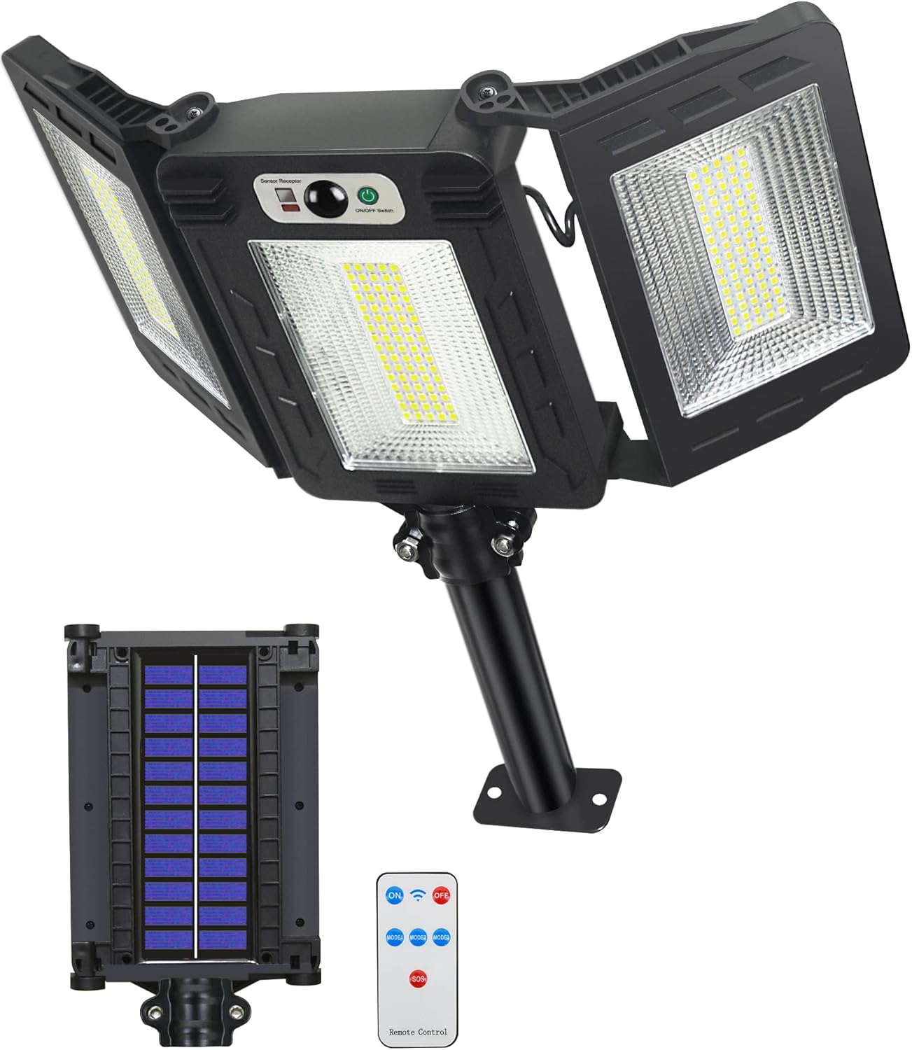 Lamparas Solares Externas con 648 LED Luces Jardin Exterior 270°Gran