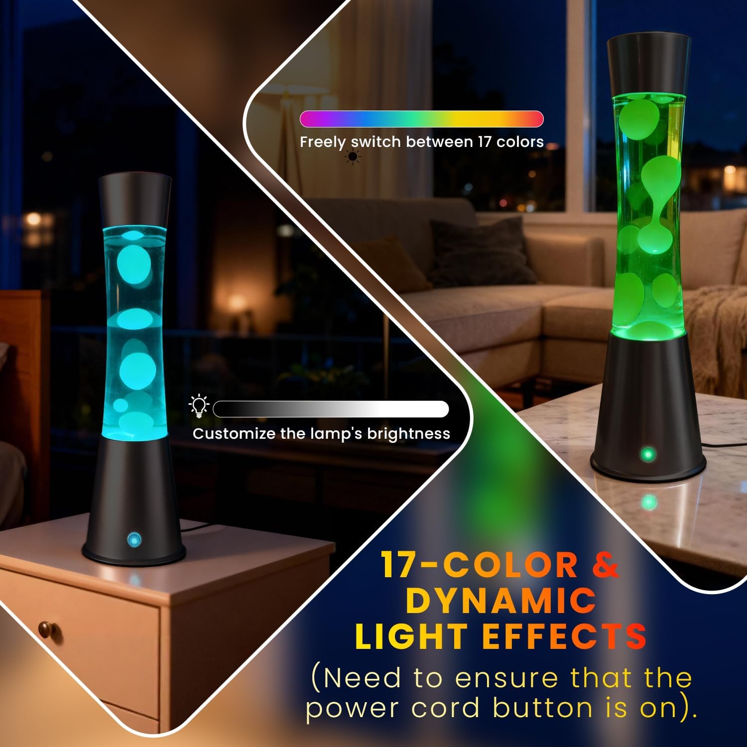 17 Colors Changing Liquid Motion Lamps LED Night Light for Kids Adults Teens 15.5 Inch Large Big Relax Mood Table Lamp for Birthday Gift Novelty Lighting Nightlight Bedroom Home Room Decor