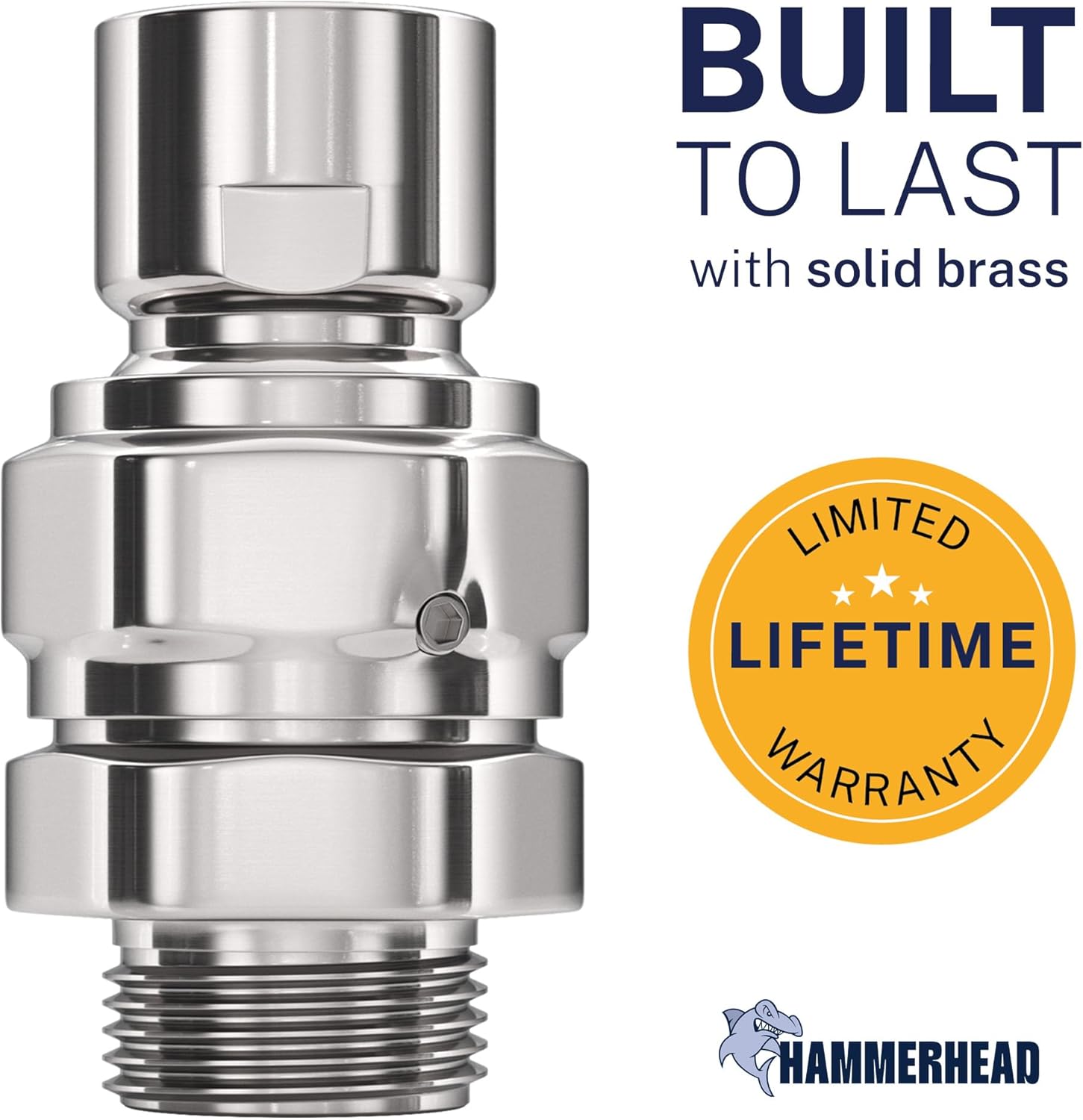 HammerHead Showers® Solid Metal Shower Head Swivel Ball Adapter, Chrome | Adjustable Pivot Ball To Adjust Showerhead Angle | Universal Connector Joint Fits Fixed, Hand Held & Rain Shower Heads