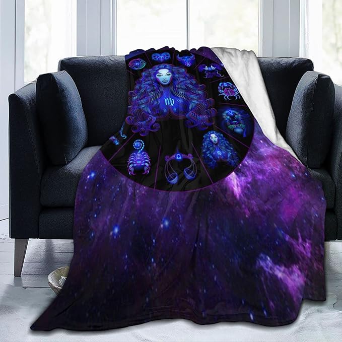 Virgo Zodiac Sign Throw Blanket Ultra-Soft Micro Fleece Blanket Travel Blanket Suitable for Rooms Sofa 50