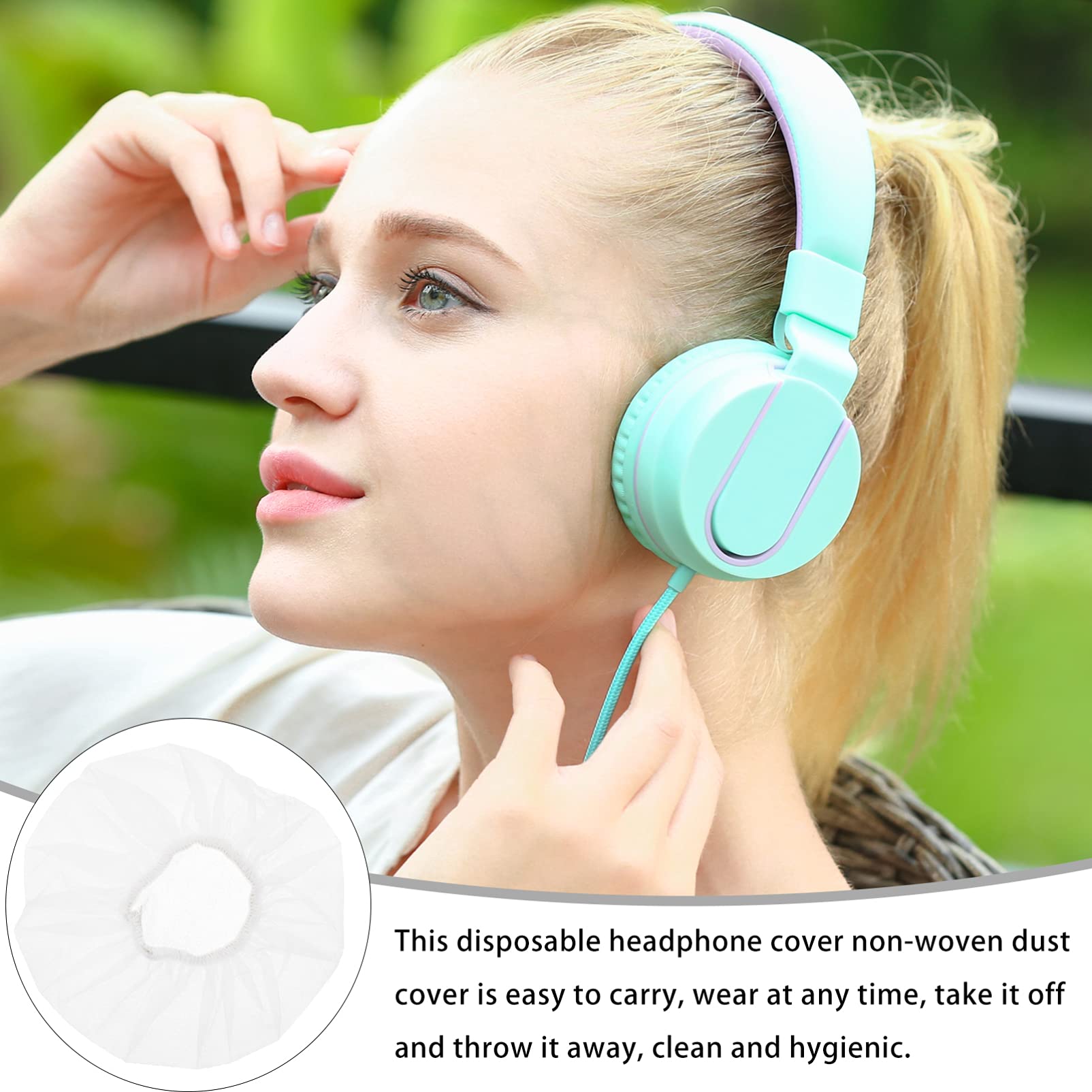 Milisten 100Pcs Disposable Headset Ear Covers Non Woven Sanitary Headphone Ear Covers Washable Super Stretch Covers Fit for Most Ear Headphones - Image 2