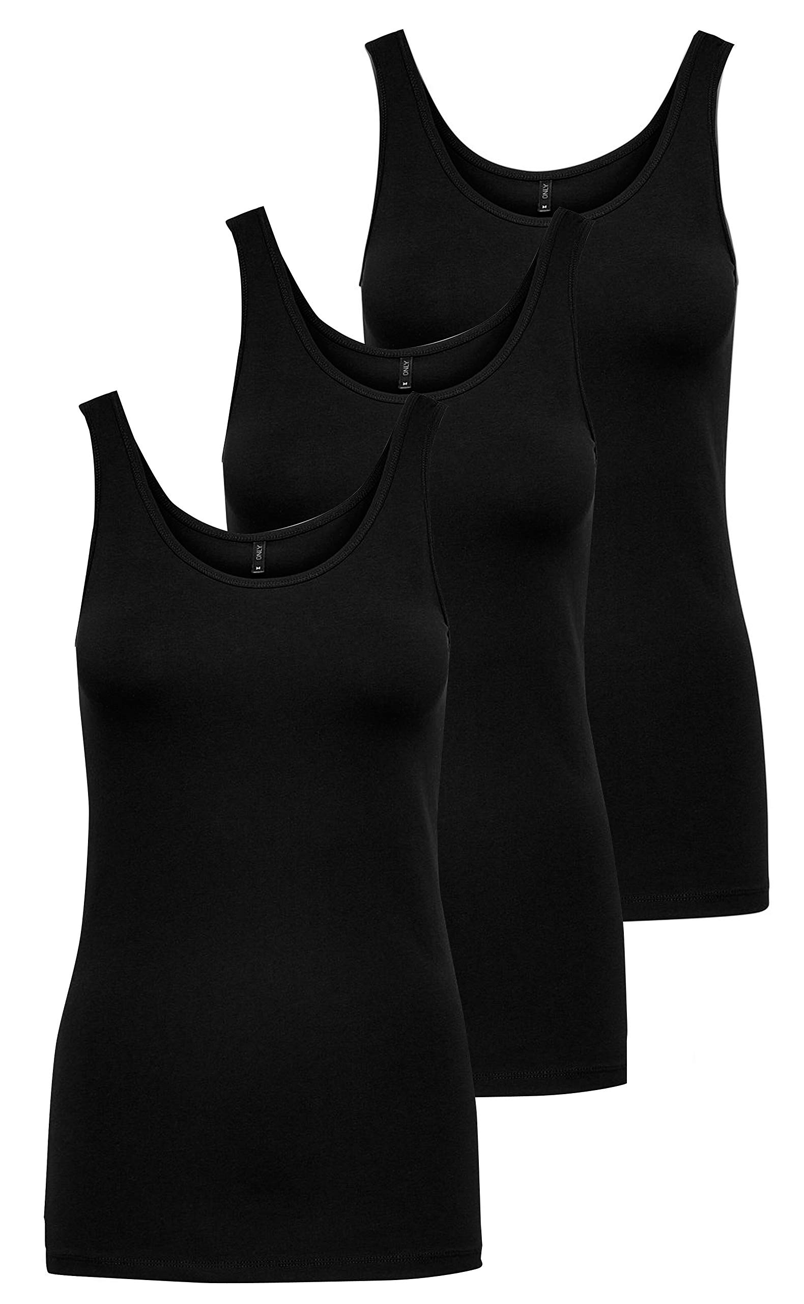 ONLY Onllive Love - Canotta da Donna Noos, Nero (3 X Black), XXL
