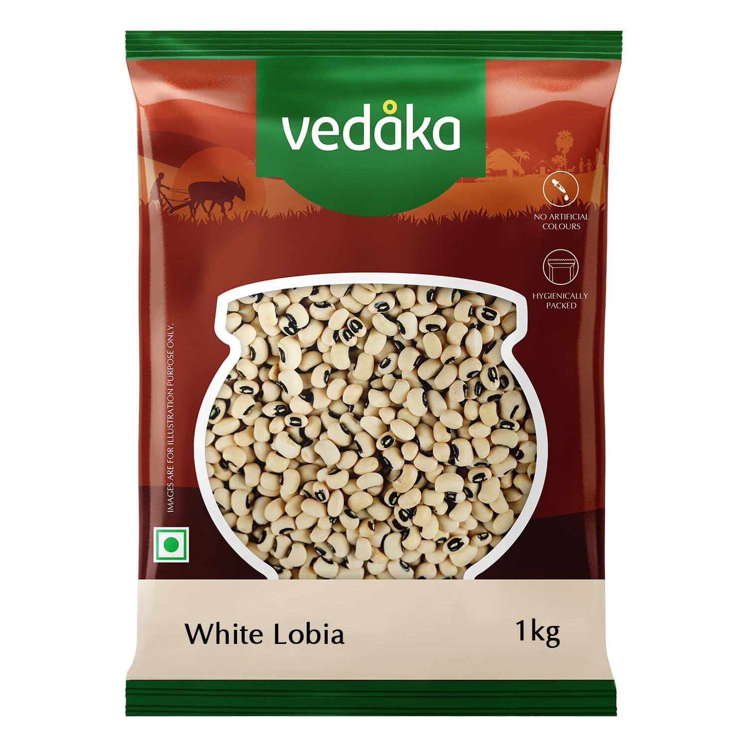 Amazon Brand - Vedaka Premium White Lobia, 1kg