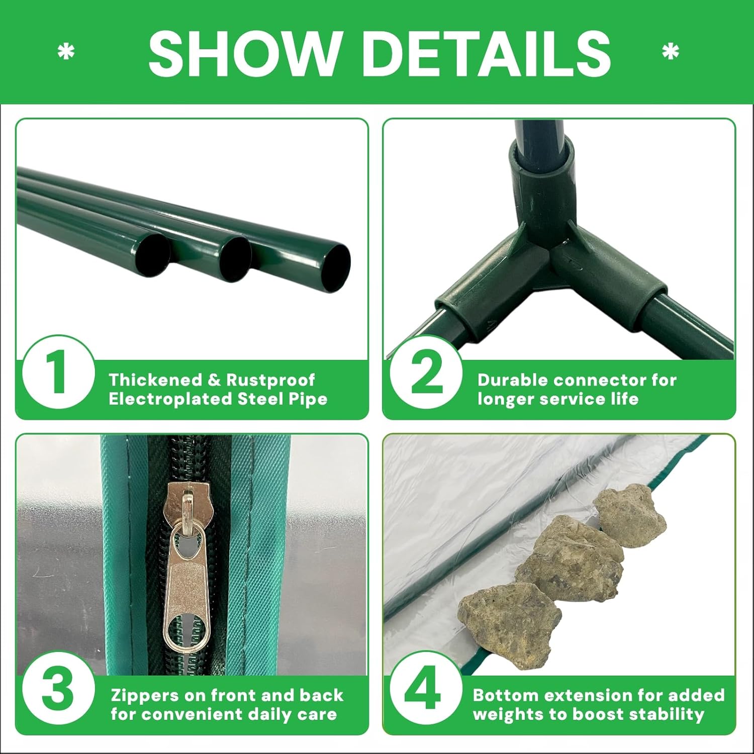 Portable Greenhouse for Outsides, 36x36x59 Inch Heavy Duty Green House Tent with PVC Cover, Garden Plant Protector with Zippered Door for Vegetables Flowers Fruits Herbs