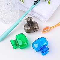 Vista 5 de Hxezoc Paquete de 4 fundas para cabeza de cepillo de dientes de viaje, protector de cepillo de dientes, tapa de pod de cepillo, clip de plástico
