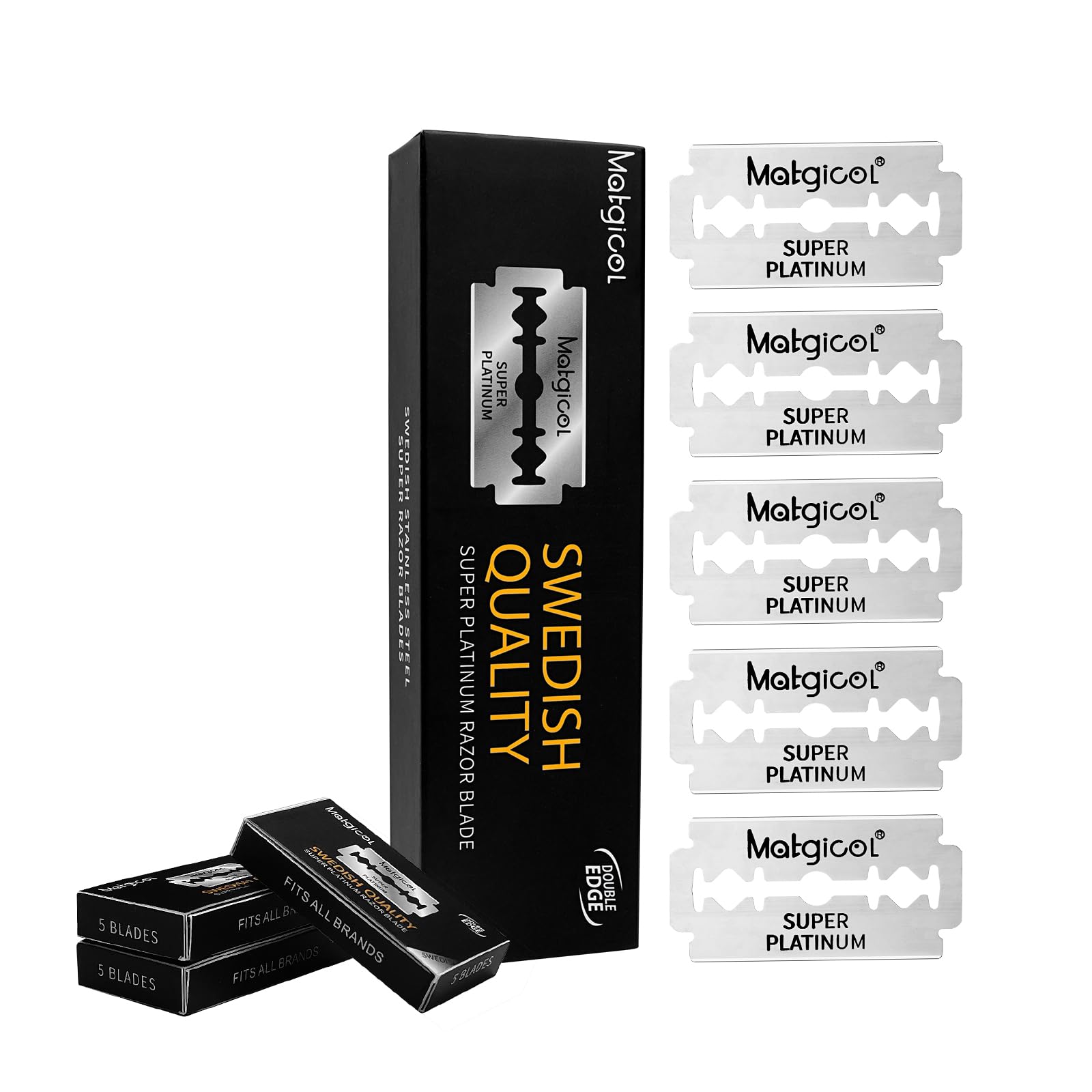 Double Edge Safety Razor Blades - 100 Count Premium Platinum Swedish Steel Blades for Men & Women’s Razors with a Smooth Precise and Clean Shave