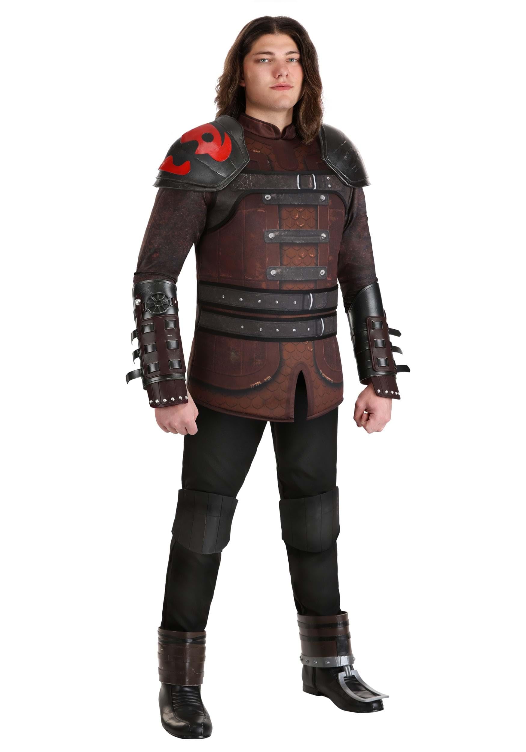Deluxe How to Train Your Dragon Hiccup Costume for Men - Shirt Gauntlets Knee Pads Shoe Covers Shoulder