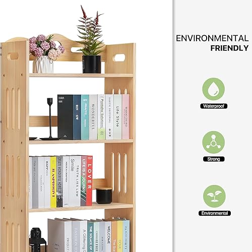 Miniatura 9 de Magshion Estantería de madera con 5 estantes, 23.6 pulgadas de largo x 11 pulgadas de ancho x 61 pulgadas de alto, estante de almacenamiento natural