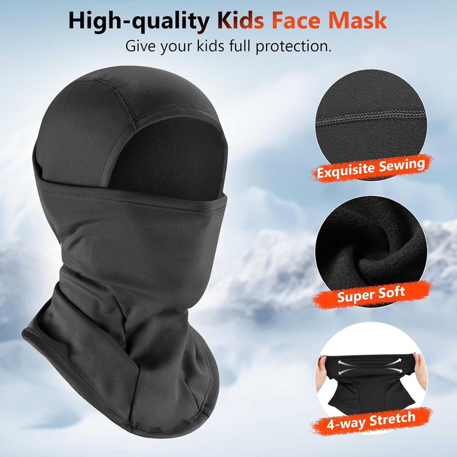 2 Pack Kids Balaclava Face Mask,Windproof Ski Mask Winter Face Warmer for Boy Girl Cold Weather Outdoor Sports Skiing Cycling