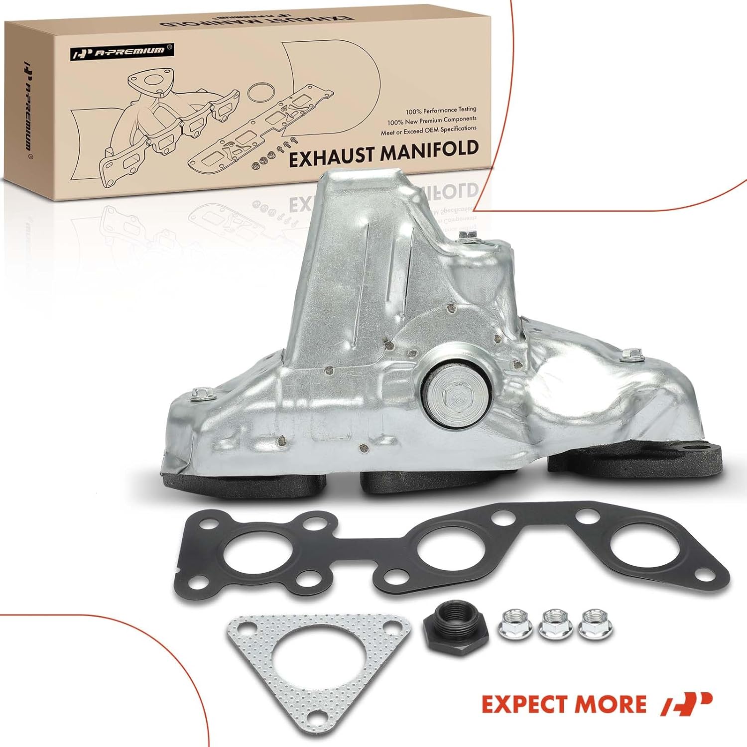A-Premium Left Side Engine Exhaust Manifold Kit W/Gaskets & Nuts & Heat Shield [3.3L] Compatible with Nissan Frontier 1999-2004, Xterra 2000-2004