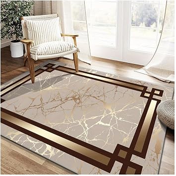 Soft Machine Washable Non-Slip Area Rug with High-Density Weave for Living Room and Bedroom Durable and Comfortable Home Decor Gold 80 * 120cm