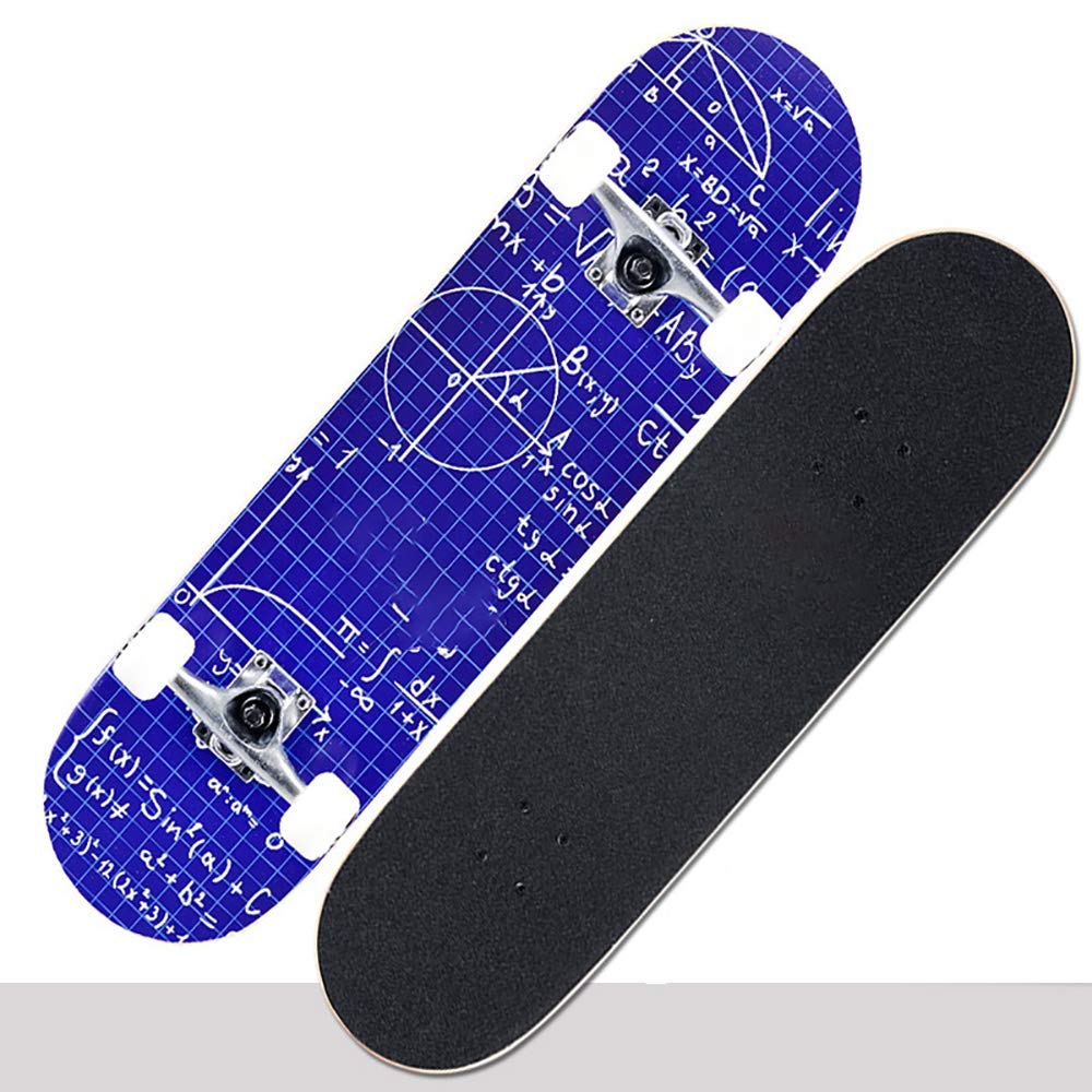 Principiantes Profesionales Skateboard, 30 * 8in Maple Wood Decks Alta Velocidad PU Rueda +Mute Rodamientos, para Adolescentes Adultos Chicas Muchachos Niños