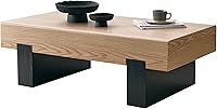 Vista 13 de Mesa de Centro Rectangular de 47.24", Mesa de Centro de Madera con Tablero de 7.8" de Grosor, Patas de Metal, Esquinas Redondeadas para Sala