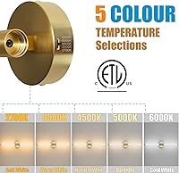 Vista 3 de Juego de dos apliques de pared dorados con cable, regulables 5CCT LED para baño, iluminación completa de 360°, barra de luz de tocador de 23