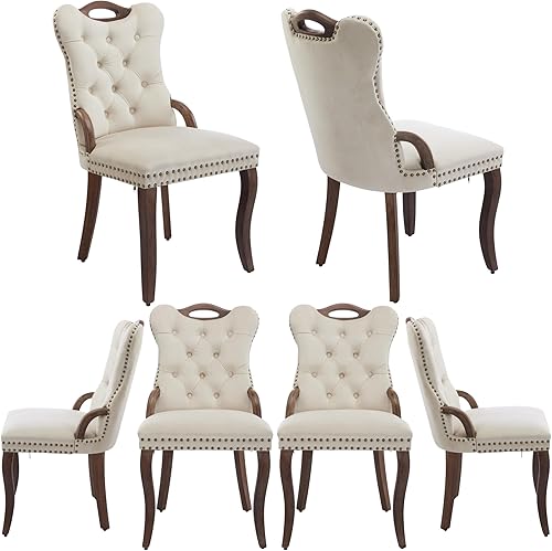 Miniatura 12 de Sillas De Comedor Modernas 2 - Juego de 2 sillas de comedor de terciopelo, modernas sillas de cocina tapizadas con respaldo copetudo y asas de