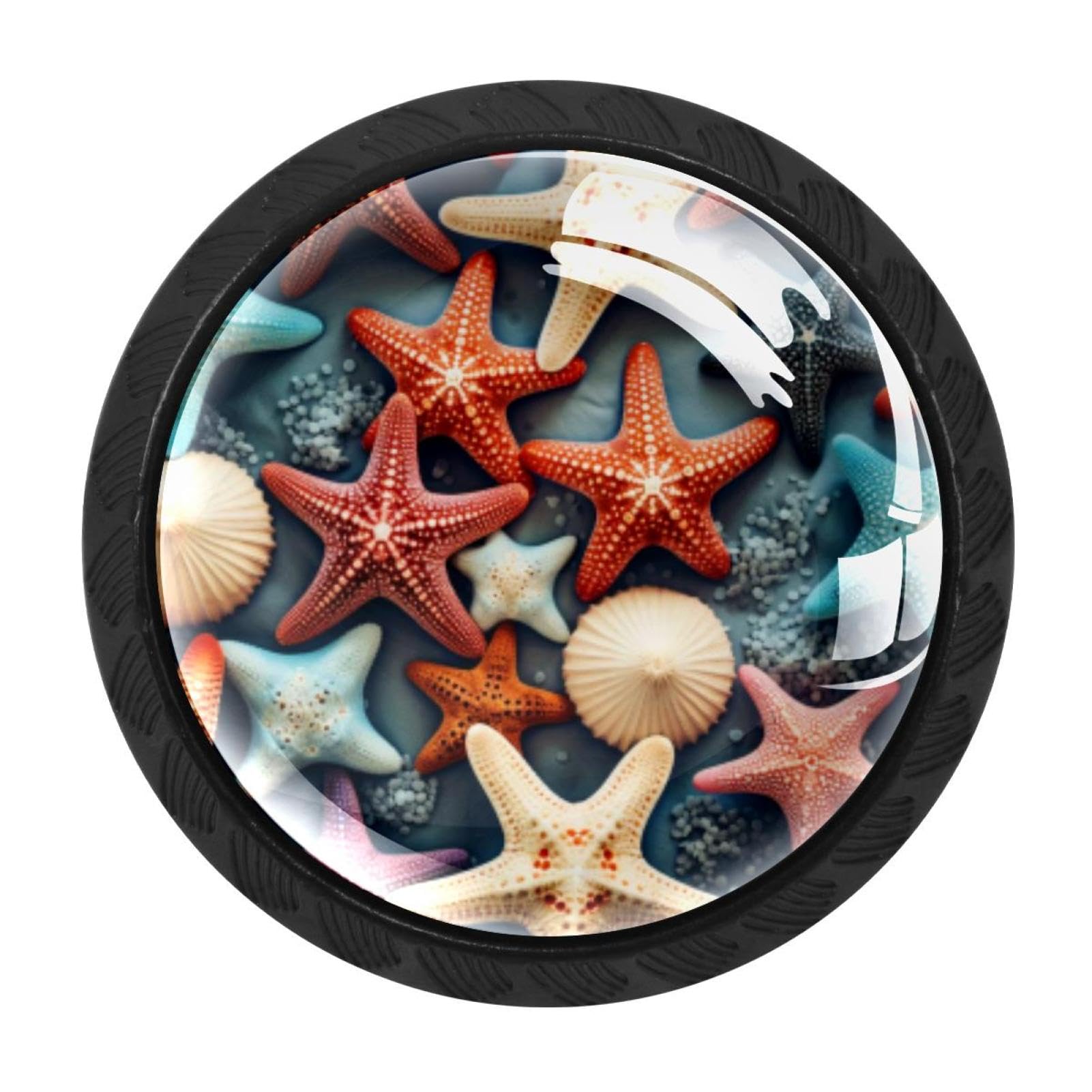 Chenzzzz Multicolored 03 4 Pieces Black Cabinet Pull Handle With Screws,Starfish Kitchen Knobs, Hardware For Cupboard Drawer Dresser