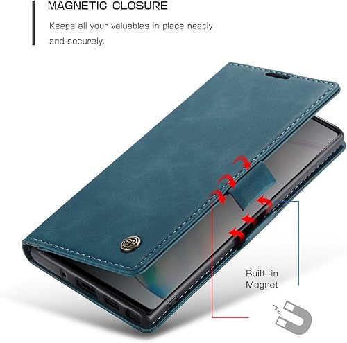 Miniatura 4 de Funda tipo cartera para Samsung Galaxy Note 10, con soporte magnético, funda protectora de piel sintética, estilo retro, con ranuras para tarjetas