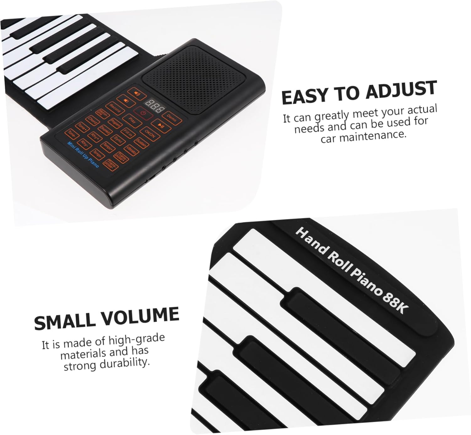 Toddmomy Keys Portable Up Piano Rechargeable Hand Rolled Electronic Keyboard with Tones Rhythms USB Connectivity for Fun Music Learning and Performance