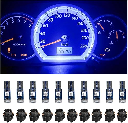 Dickno 10 luces LED T5 para tablero de automóvil, repuesto de alta luz 3030-3SMD con enchufe de bloqueo giratorio, bombilla LED para indicador de