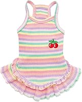 Vista 1 de Lindo vestido de perro para perros pequeños y niña, ropa de cumpleaños, ropa de primavera y verano, trajes de perro, arco iris, colorido, a rayas