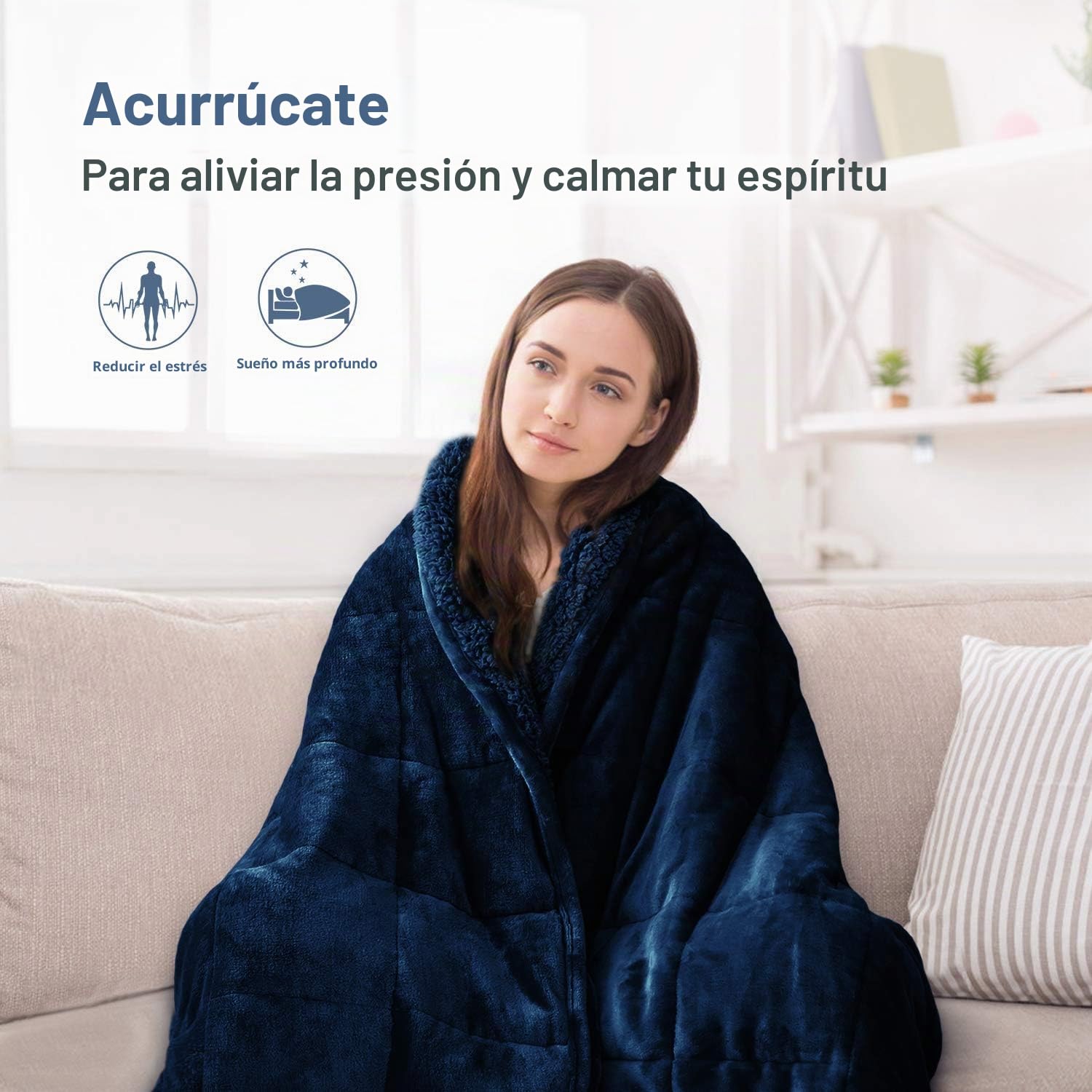 Sivio Manta Pesada 7 kg 120 x 180 cm, Sherpa Double Single, Suave y difusa cálida Sherpa Heavy Blanket para sofá, Cama, sofá de Peluche, Manta de Forro Polar, Azul Marino