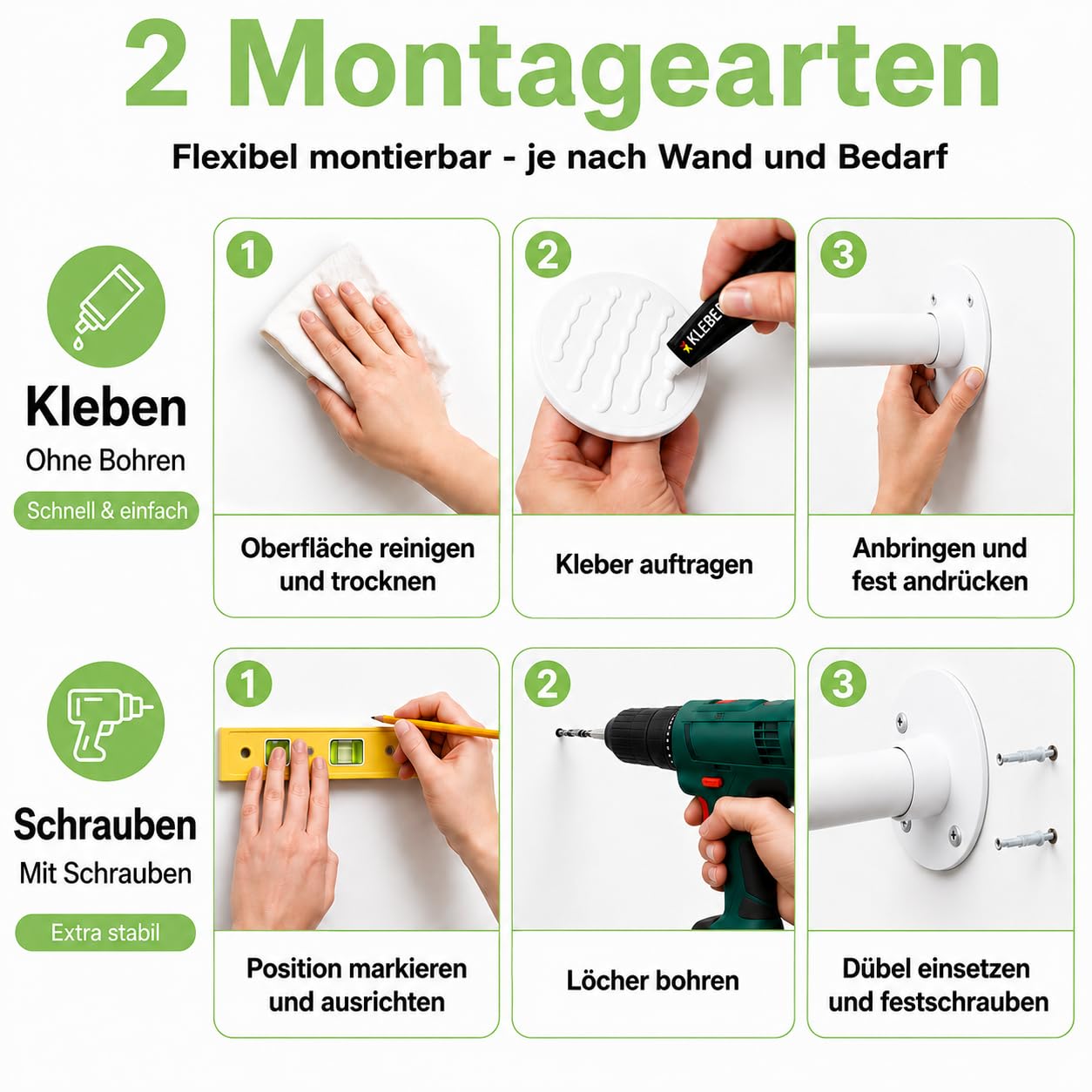 L-Form Teleskop Duschvorhangstange Ausziehbar (60-93 x 60-93 cm) Weiß – Edelstahl Eckduschstange, Montage Ohne Bohren & mit Bohren, Rostfrei, Inkl. 12 Ringen