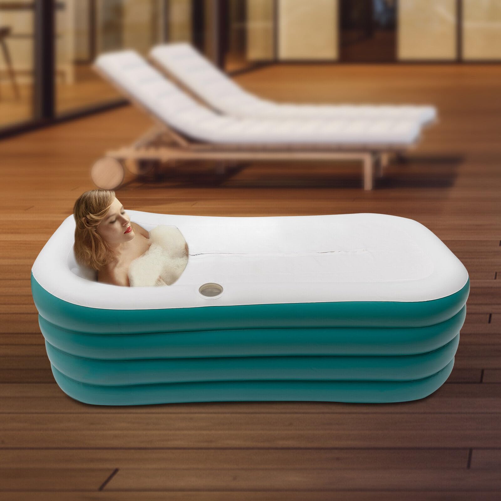 Badewanne Aufblasbar, Faltbare Mobile Freistehende Badewanne, Erwachsene Spa, Mit Elektrischen Pumpe, Becherhalter