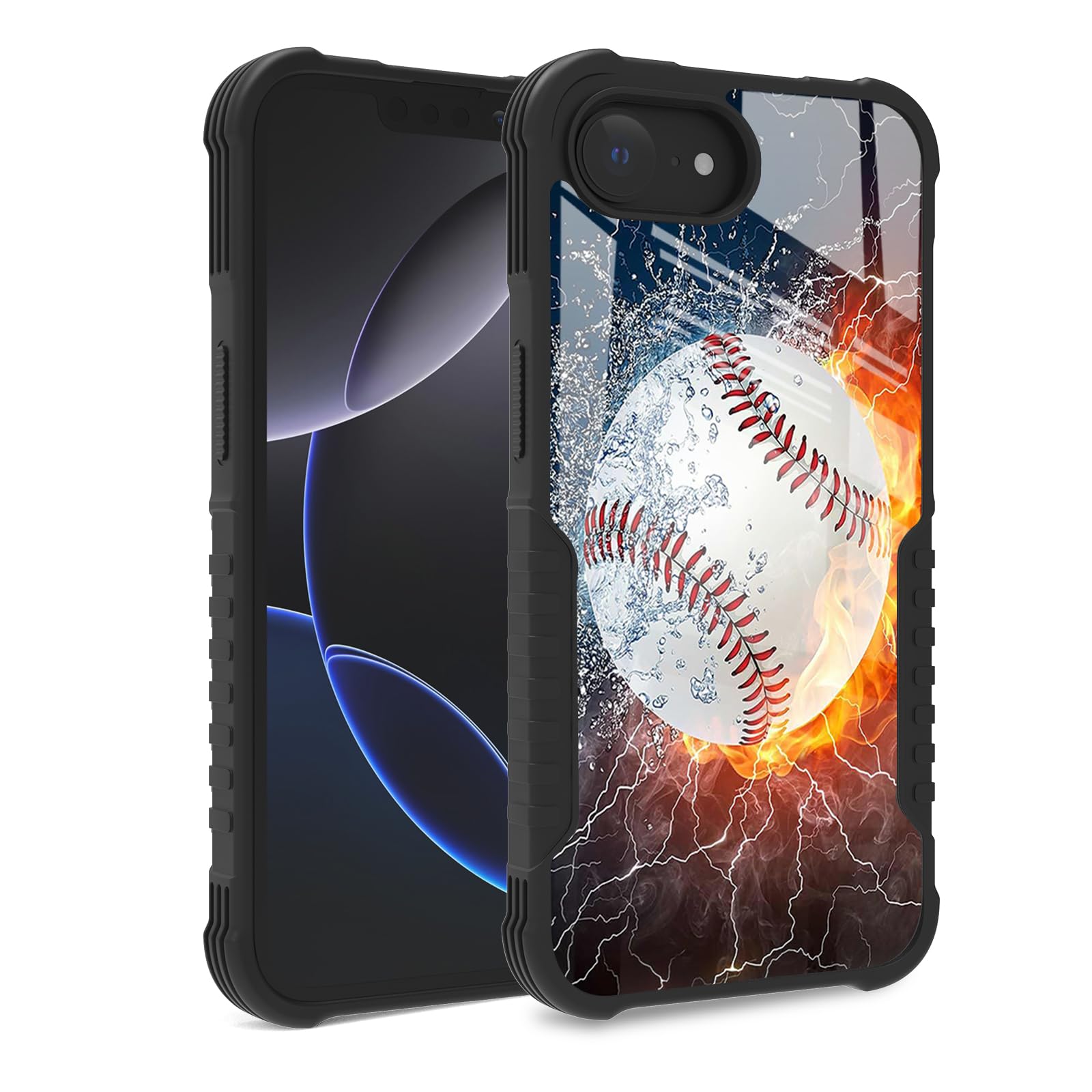 FJyuanqi Compatible with iPhone 16E Case for Men Women, Baseball Legend Design Heavy Duty Anti Slip Shockproof Hard PC Back Soft TPU Prevention