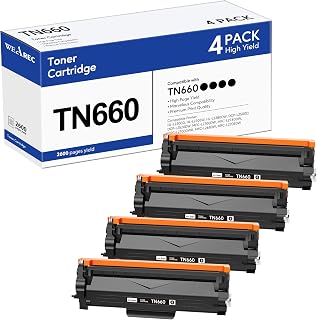 TN660 Toner Cartridge High Yield Replacement Compatible for Brother TN 660 TN-660 TN630 Work with HL-L2300D HL-L2305W HL-L2360DW MFC-L2740DW MFC-L2700DWR DCP-L2540DN Printer(Black,4 Pack)