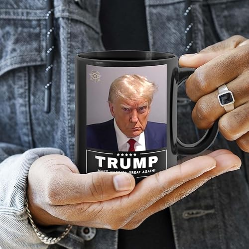 Miniatura 2 de Trump Mugshot Wanted, tazas de café Trump de doble cara con cárcel de Georgia Donald Trump tazas divertidas regalos de fotos, taza de café de