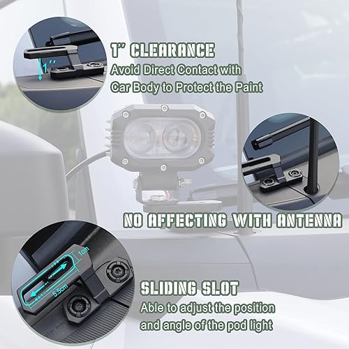 Miniatura 3 de Seven Sparta Soportes de montaje de luces de zanja todoterreno de doble pilar A compatibles con accesorios Ford Bronco de 24 puertas 2021 2022 2023