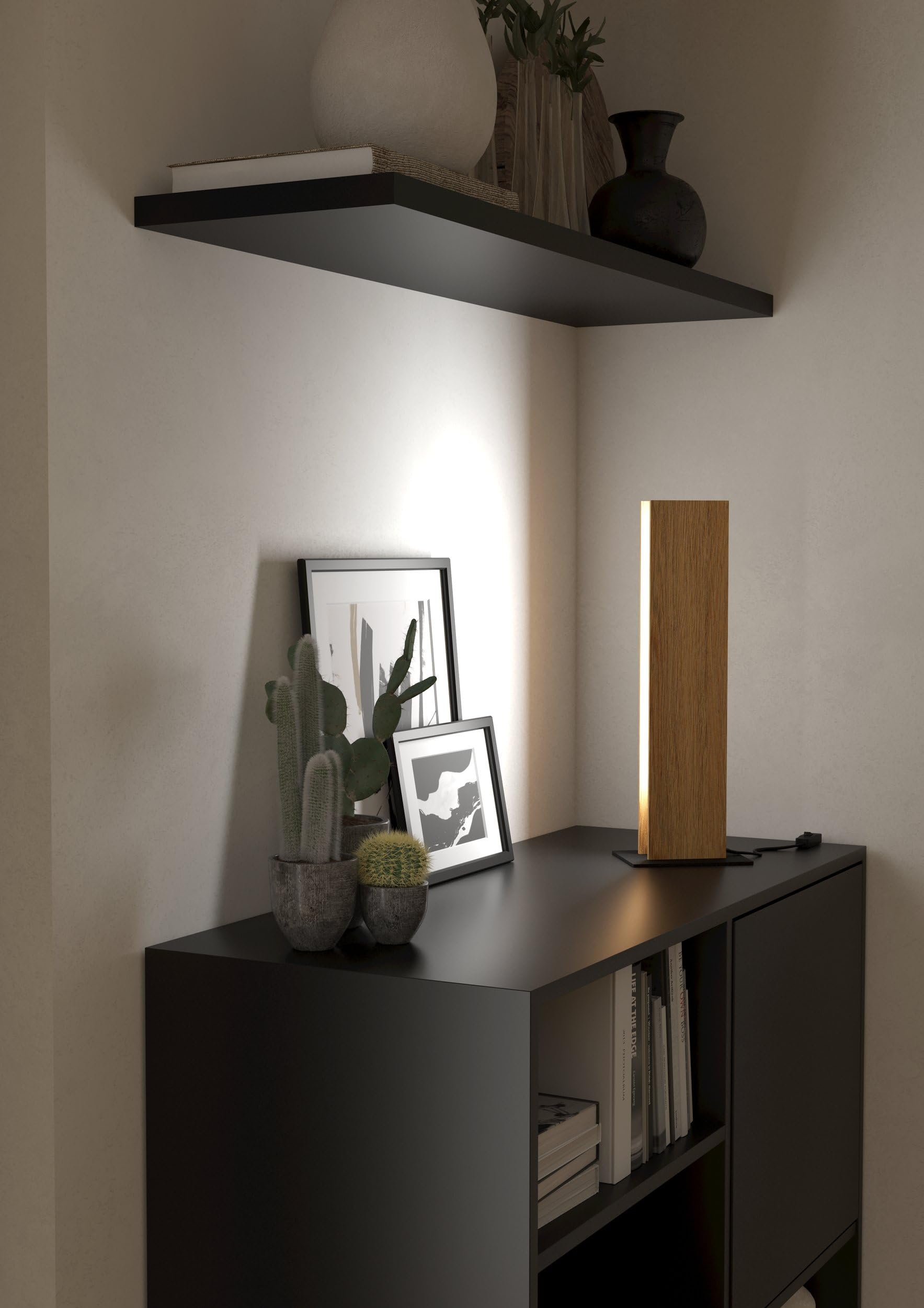 EGLO Connect.z Smart-Home LED Tischlampe Anchorena-Z, Tischleuchte, ZigBee | App und Sprachsteuerung Alexa, warmweiß-kaltweiß, RGB, FSC100HB, dimmbar, Holz Tischleuchte