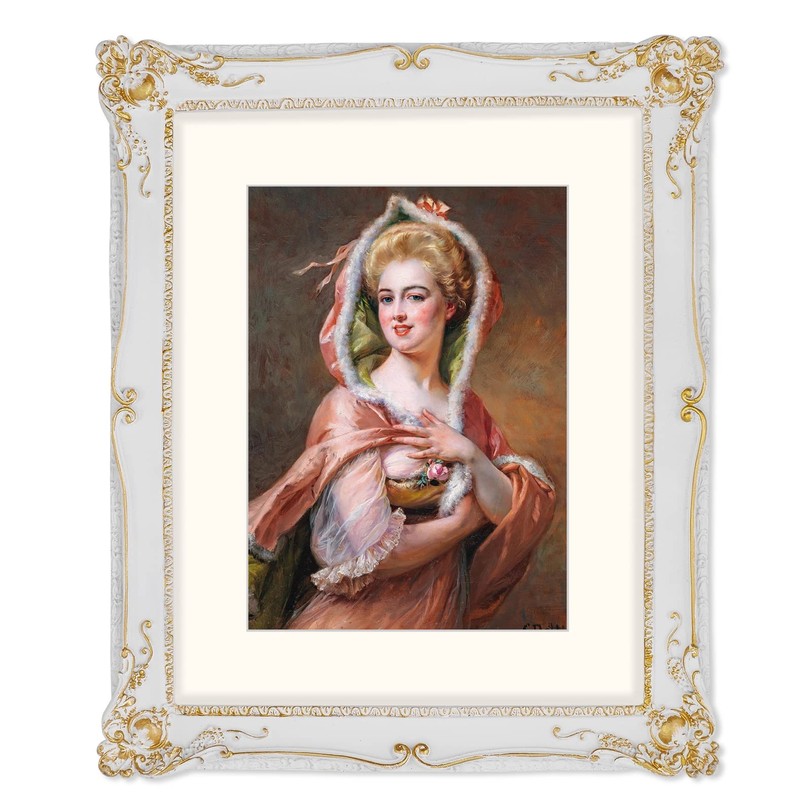 iAmoy 11x14 Baroque Picture Frames 8x10 Photo with Mat Picture Frame Vintage Photo Frame for Wedding Family School Photo
