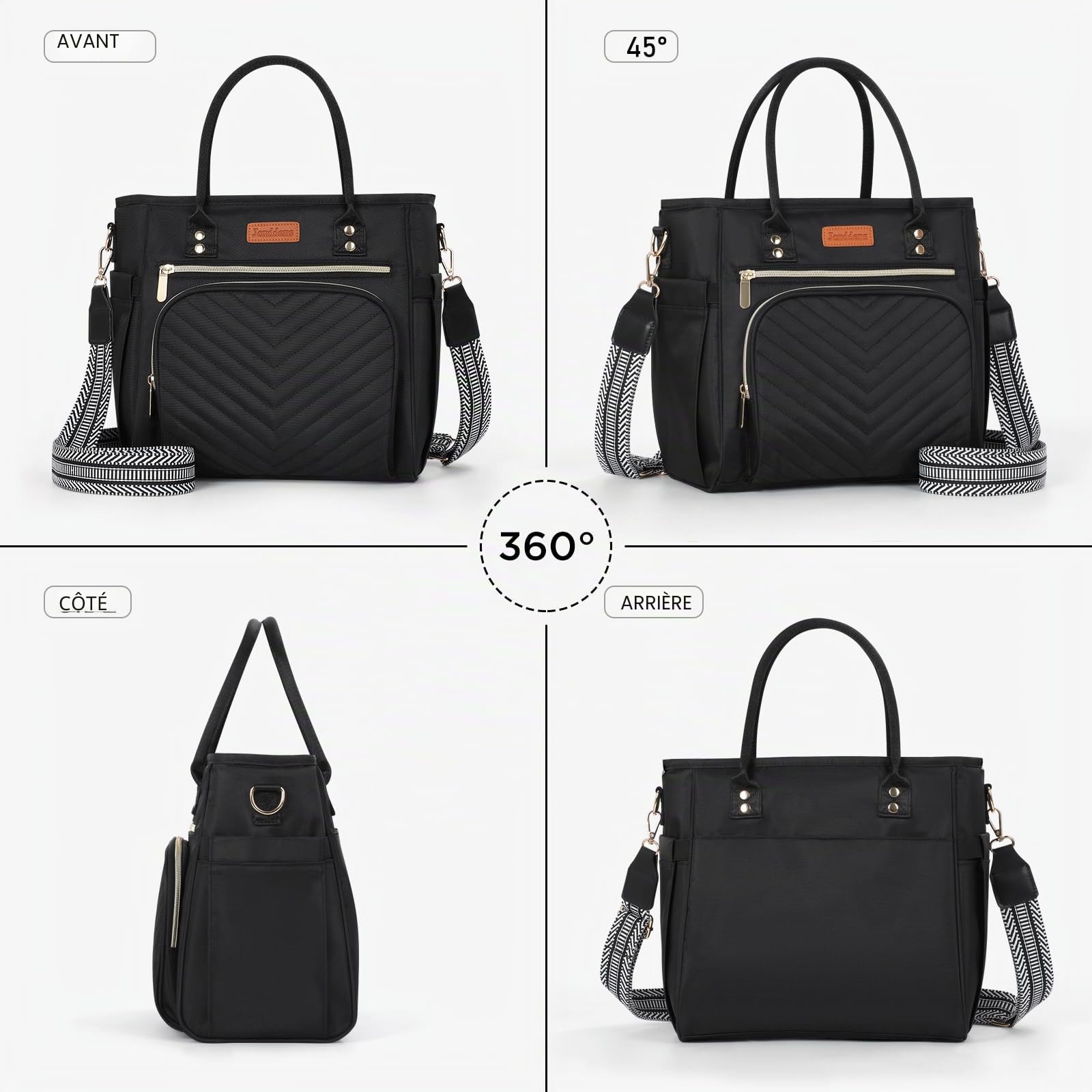 Jomddems grand sac à déjeuner isotherme portable et réutilisable pour femme au travail boîte à pique-nique pour homme