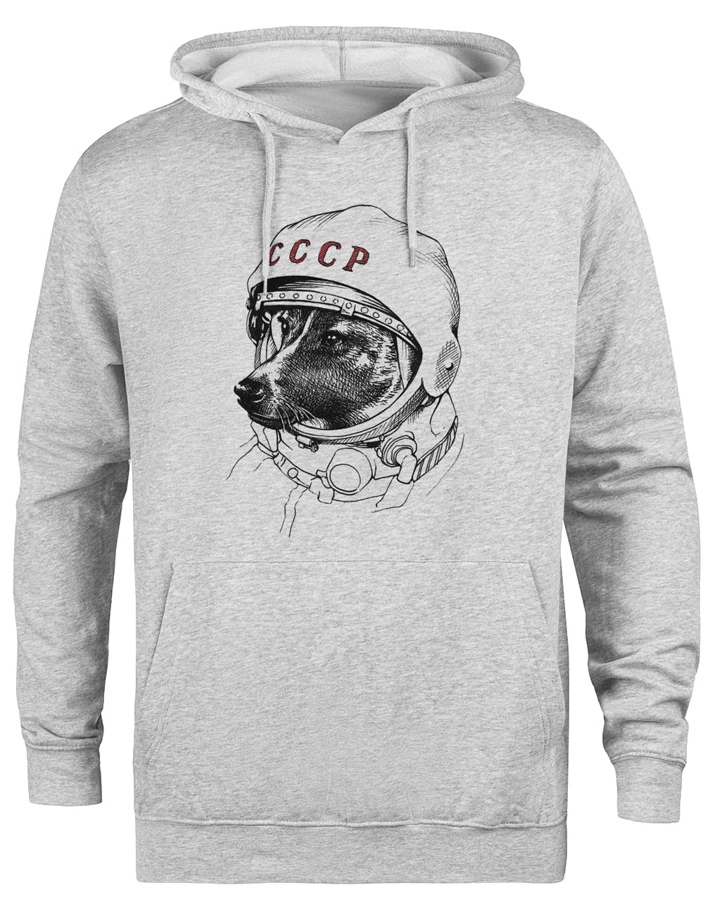 Laika Space Traveler Unisex Szara Bluza Ekologiczna z Kapturem Unisex Grey Hoodie Eco-Friendly Hooded Jacket