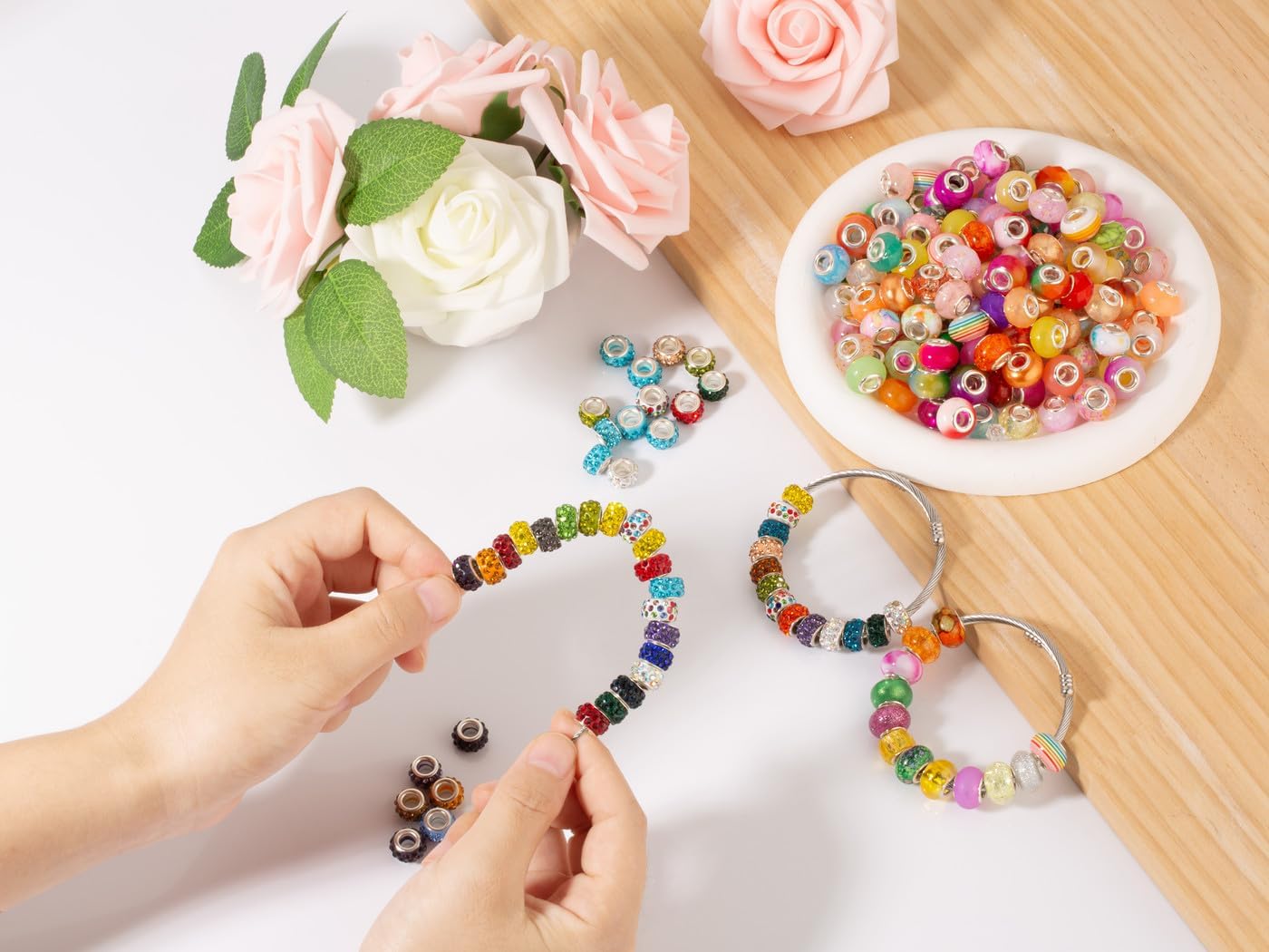 ZHIYUXI 12Styles Large Hole Beads for Jewelry Making European Big Hole Lampwork Spacer Rhinestone Bead for DIY Necklace Bracelet - Image 6