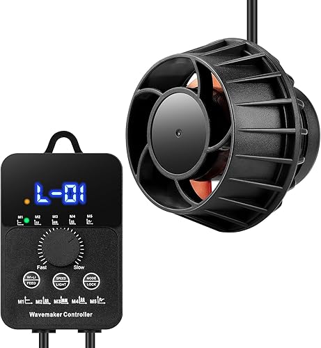 Miniatura 9 de 2100GPH - Fabricante de ondas para acuario con controlador Mini DC 24V 12W Powerhead con montaje magnético, Wavemaker con pantalla LED para tanque