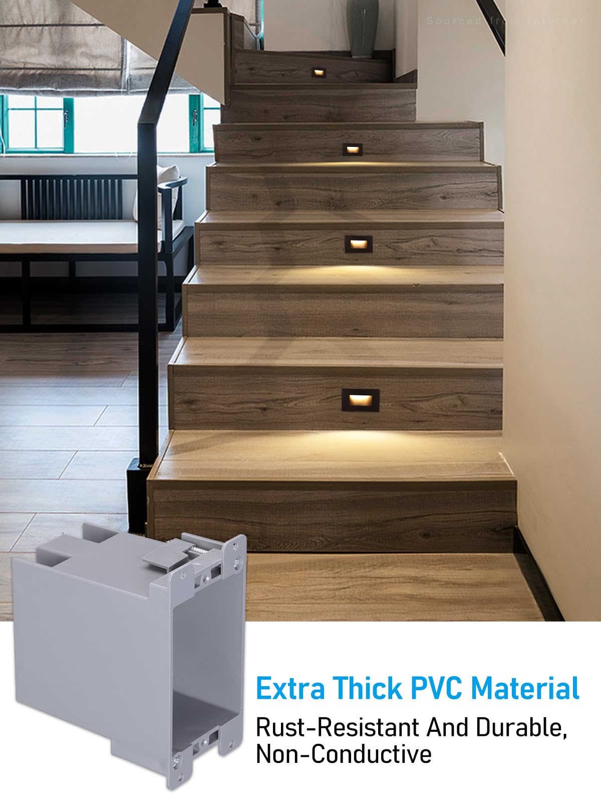 LEONLITE Paquete de 12 cajas de salida eléctricas de trabajo antiguo, caja de dispositivos ultra profunda de 20 pulgadas cúbicas, caja de conexiones eléctrica de PVC para interruptor, GFCI, caja de