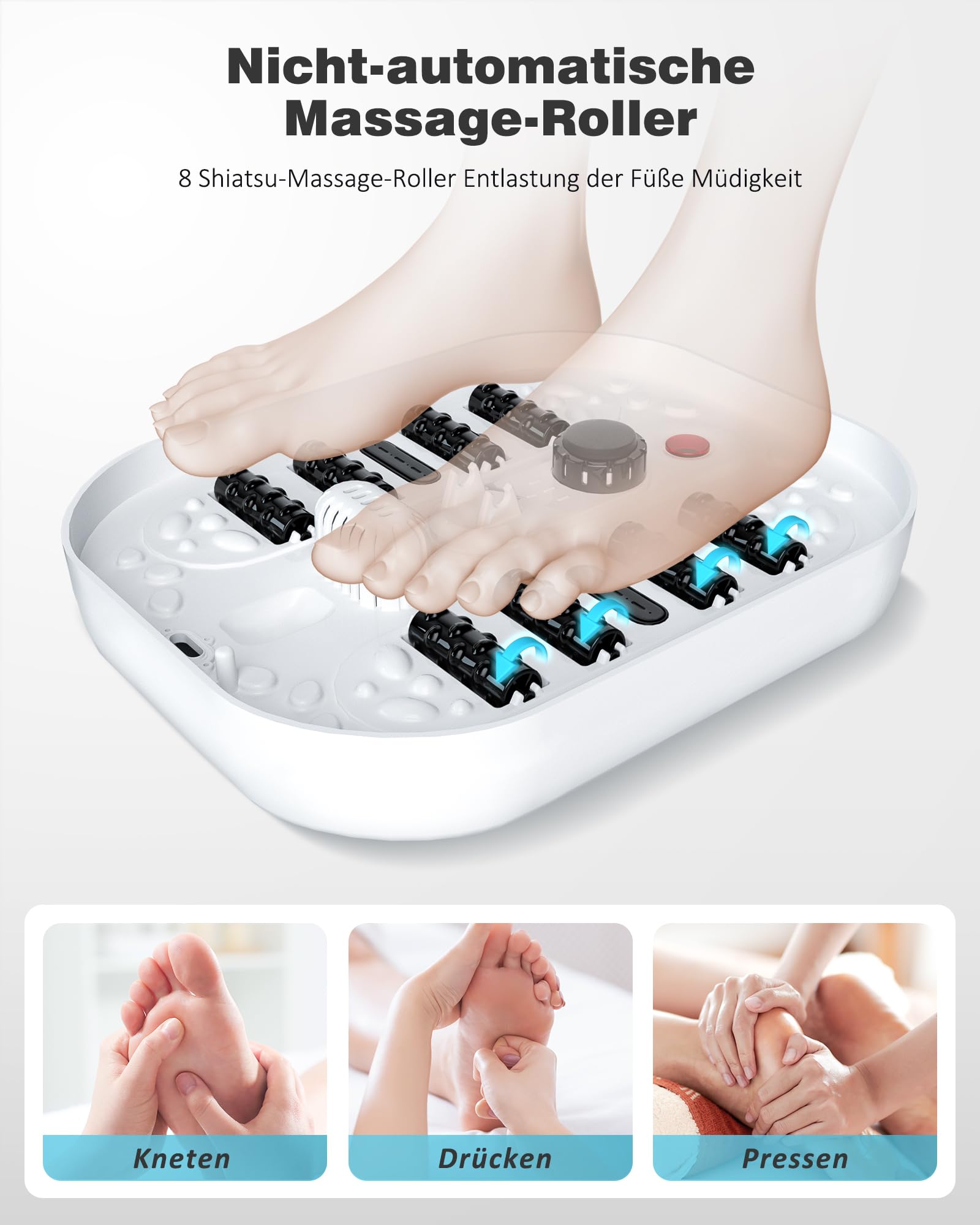 Bain de Pieds Massant Chauffant Pliable, Spa pour Pied avec Bulles, Minuterie, Lumière Rouge Infrarouge, Pierre Ponce, Température LCD Précise Réglable, Pédiluve pour Détendre les Pieds, Noir